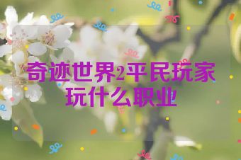 奇迹世界2平民玩家玩什么职业