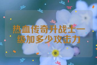 热血传奇升战士一级加多少攻击力