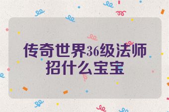 传奇世界36级法师招什么宝宝