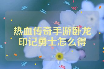 热血传奇手游卧龙印记勇士怎么得
