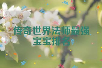 传奇世界法师最强宝宝排名
