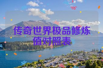 传奇世界极品修炼值对照表