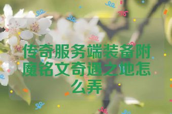 传奇服务端装备附魔铭文奇遇之地怎么弄