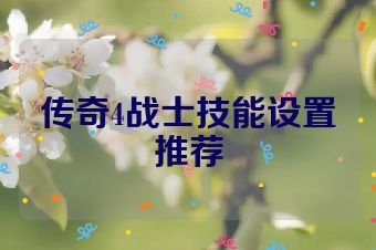传奇4战士技能设置推荐