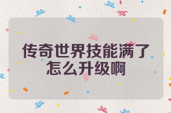 传奇世界技能满了怎么升级啊