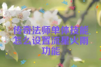 传奇法师单体技能怎么设置流星火雨功能
