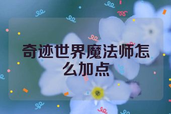 奇迹世界魔法师怎么加点