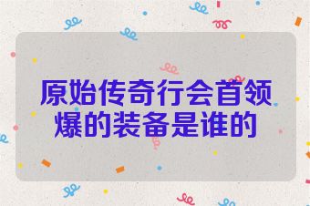 原始传奇行会首领爆的装备是谁的