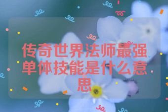传奇世界法师最强单体技能是什么意思