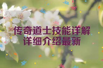 传奇道士技能详解详细介绍最新
