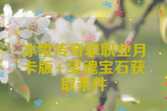 冰雪传奇单职业月卡版+灵魂宝石获取条件