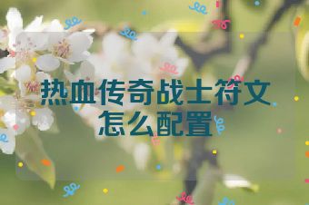 热血传奇战士符文怎么配置