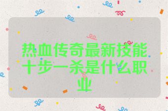 热血传奇最新技能十步一杀是什么职业