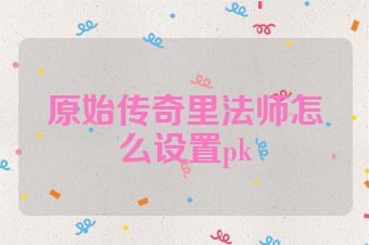 原始传奇里法师怎么设置pk