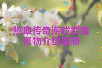 热血传奇游戏武器怪物介绍最新