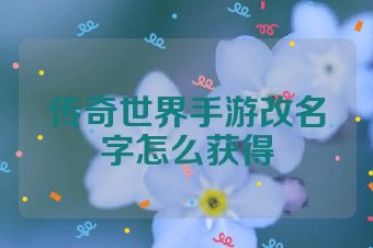传奇世界手游改名字怎么获得