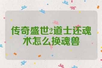 传奇盛世2道士还魂术怎么换魂兽