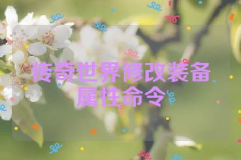传奇世界修改装备属性命令