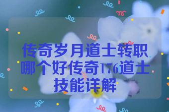 传奇岁月道士转职哪个好传奇176道士技能详解