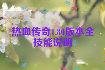热血传奇1.80版本全技能说明