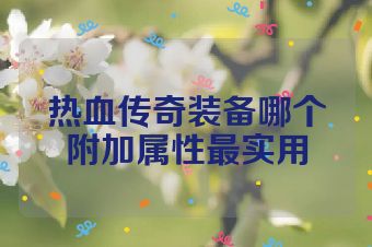 热血传奇装备哪个附加属性最实用