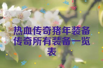 热血传奇猪年装备传奇所有装备一览表