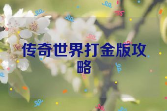 传奇世界打金版攻略