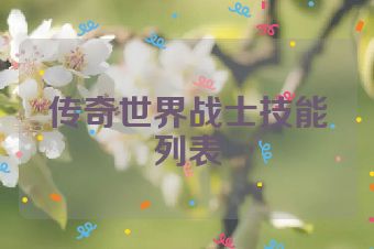 传奇世界战士技能列表