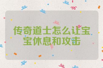 传奇道士怎么让宝宝休息和攻击