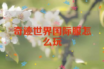 奇迹世界国际服怎么玩