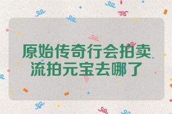 原始传奇行会拍卖流拍元宝去哪了