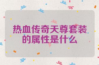 热血传奇天尊套装的属性是什么