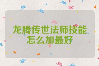 龙腾传世法师技能怎么加最好
