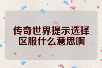 传奇世界提示选择区服什么意思啊