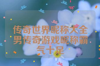 传奇世界昵称大全男传奇游戏昵称霸气十足