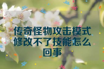 传奇怪物攻击模式修改不了技能怎么回事
