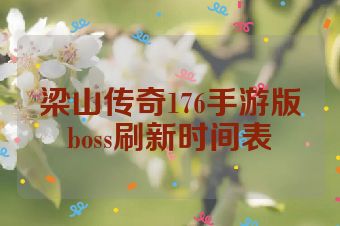 梁山传奇176手游版boss刷新时间表