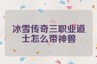冰雪传奇三职业道士怎么带神兽