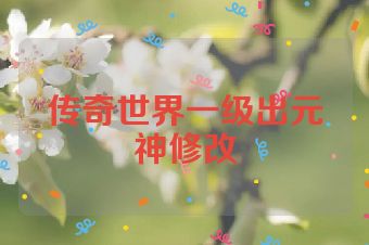传奇世界一级出元神修改