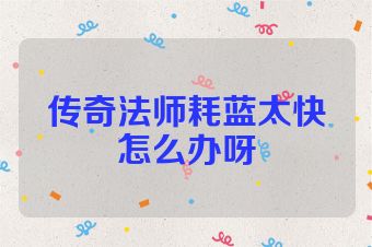 传奇法师耗蓝太快怎么办呀