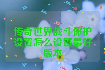 传奇世界战斗保护设置怎么设置最好版本