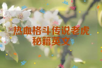 热血格斗传说老虎秘籍英文