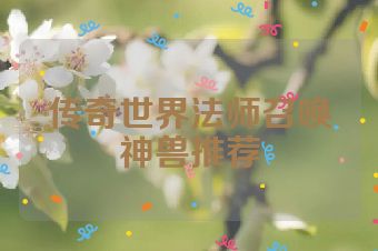 传奇世界法师召唤神兽推荐