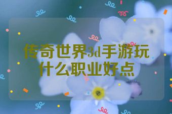 传奇世界3d手游玩什么职业好点