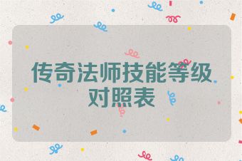 传奇法师技能等级对照表