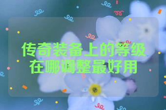 传奇装备上的等级在哪调整最好用