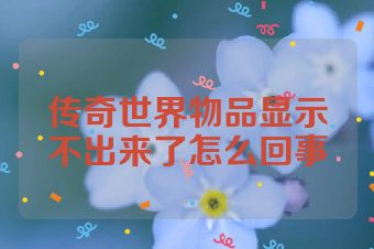 传奇世界物品显示不出来了怎么回事