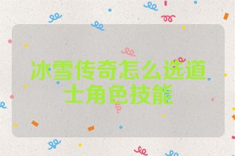 冰雪传奇怎么选道士角色技能