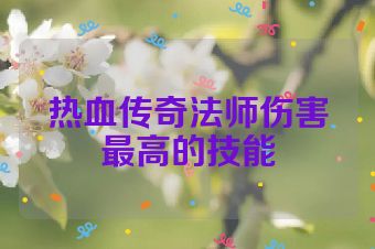 热血传奇法师伤害最高的技能