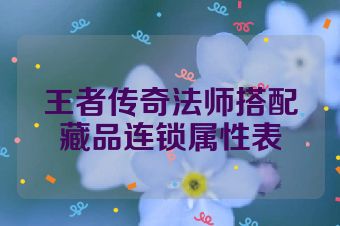 王者传奇法师搭配藏品连锁属性表